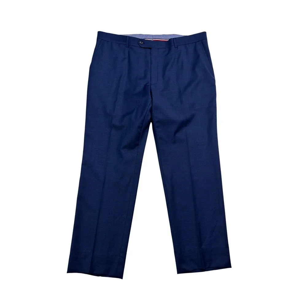 Tommy Hilfiger 42S 40x29 Navy Blue 2pc Pant Suit Stretch Wool Flat Front Mens